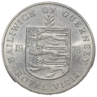 Guernesey - Élisabeth II (1952-2022), 25 Pence, 1978, Visite Royal