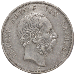 Allemagne, Saxe - Albert (1873-1902), 5 Mark, 1902, E (Maldenhutte)