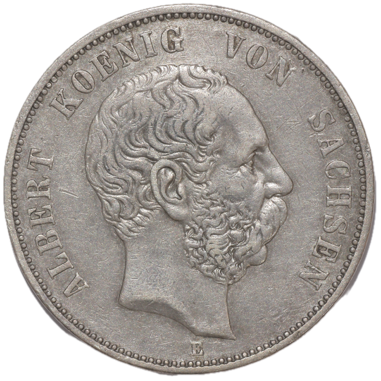 Allemagne, Saxe - Albert (1873-1902), 5 Mark, 1902, E (Maldenhutte)