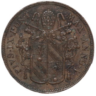 Vatican - Pie IX (1846-1878), 5 Baiocchi, 1866, R (Rome)