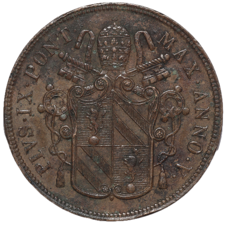 Vatican - Pie IX (1846-1878), 5 Baiocchi, 1866, R (Rome)