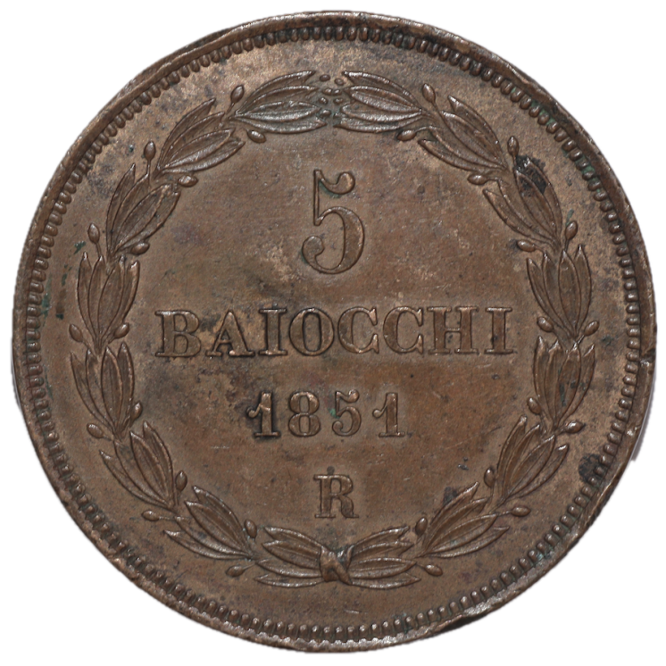 Vatican - Pie IX (1846-1878), 5 Baiocchi, 1866, R (Rome)