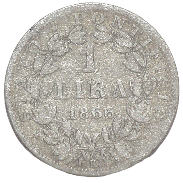 Vatican - Pie IX (1846-1878), 1 Lira, 1866, R (Rome)