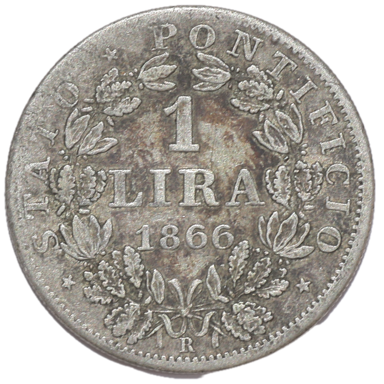 Vatican - Pie IX (1846-1878), 1 Lira, 1866, R (Rome)