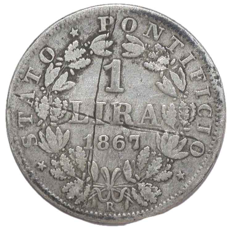 Vatican - Pie IX (1846-1878), 1 Lira, 1867, R (Rome)