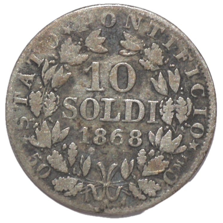 Vatican - Pie IX (1846-1878), 10 Soldi, 1868, R (Rome)
