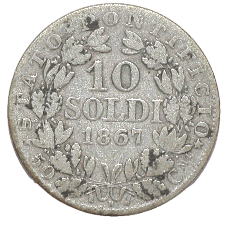 Vatican - Pie IX (1846-1878), 10 Soldi, 1868, R (Rome)
