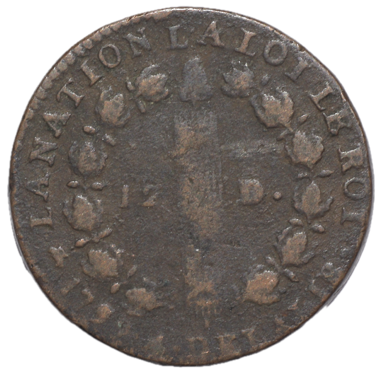 France - Louis XVI (1774-1793), 12 deniers, 1792, D (Lyon)