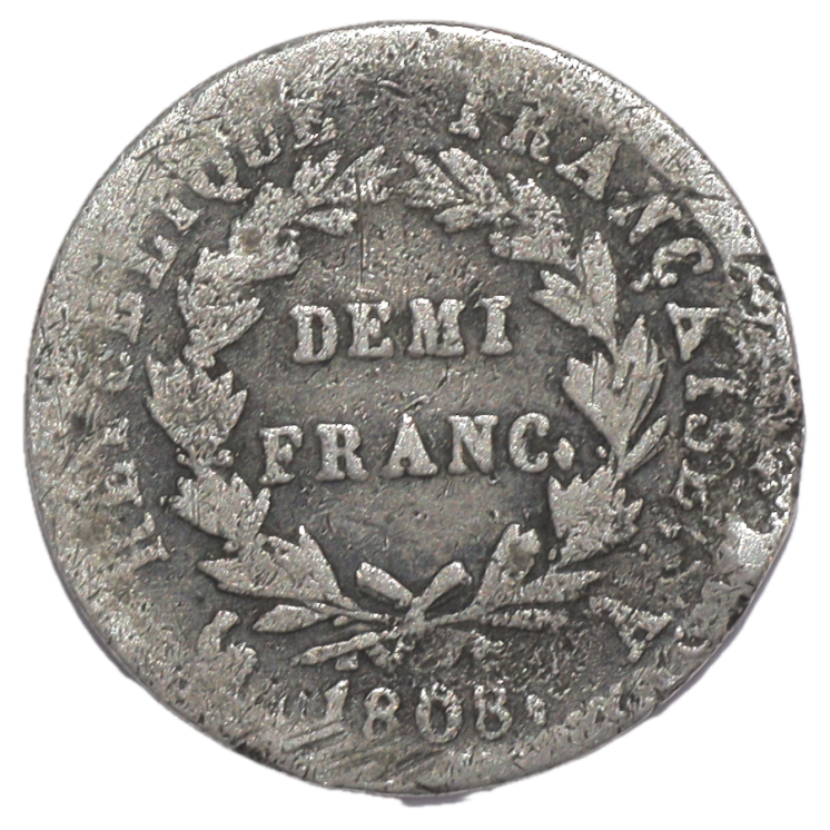 France - Napoléon Ier (1804-1814), 1/2 Franc, 1808, A (Paris)