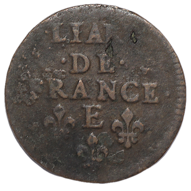 France - Louis XIV (1643-1715), Liard de France, 1656, E (Meung sur Loire)