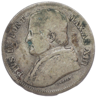 Vatican - Pie IX (1846-1878), 20 Baiocchi, 1859, R (Rome)