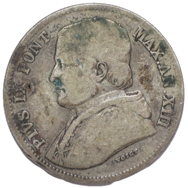 Vatican - Pie IX (1846-1878), 20 Baiocchi, 1859, R (Rome)
