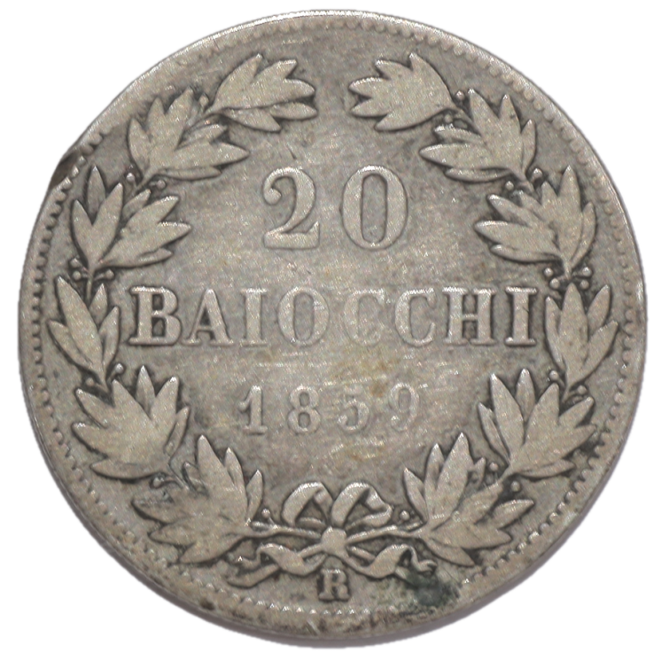 Vatican - Pie IX (1846-1878), 20 Baiocchi, 1859, R (Rome)