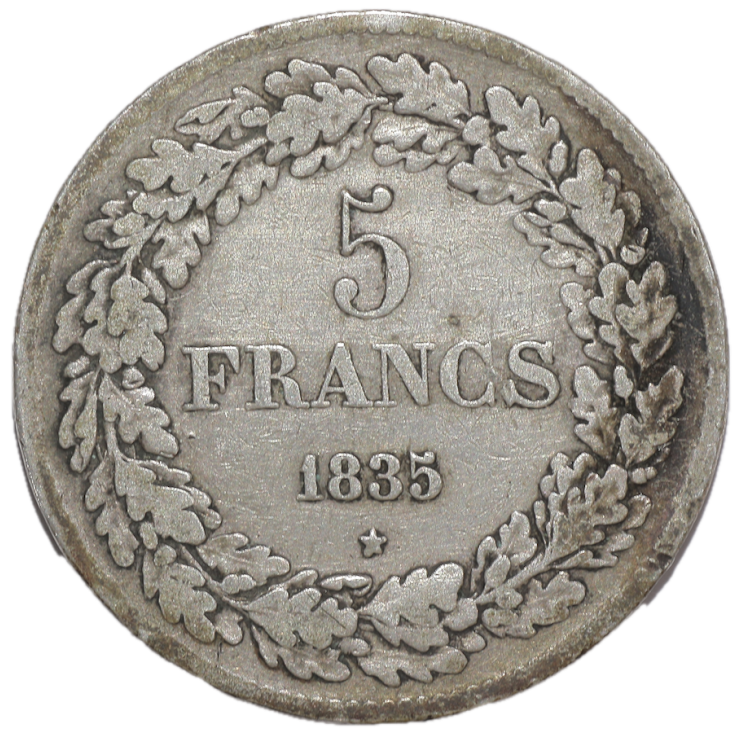 Belgique - Leopold Ier (1832-1849), 5 Francs ,1835