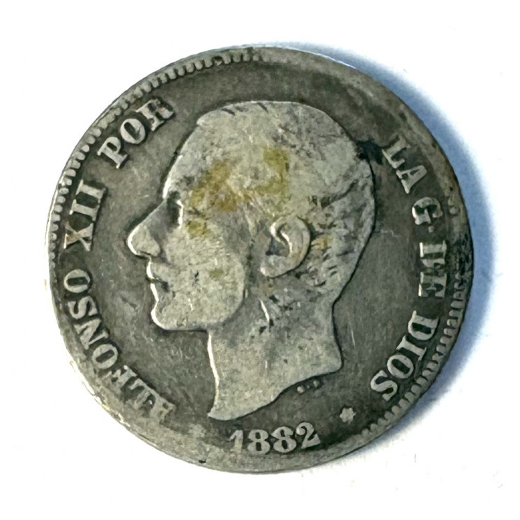 1 Peseta Alfonso XII 1882, Espagne