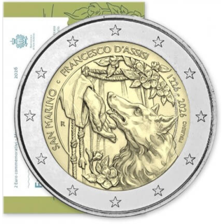 2026 - St Marin 2€ Saint François d'Assise, UNC