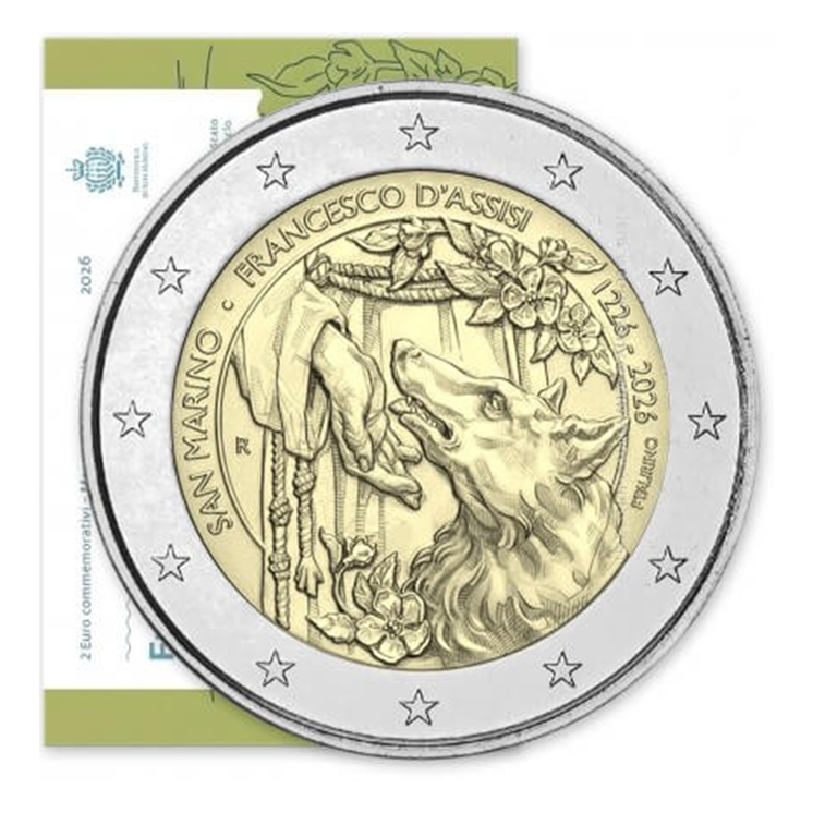 2026 - St Marin 2€ Saint François d'Assise, UNC