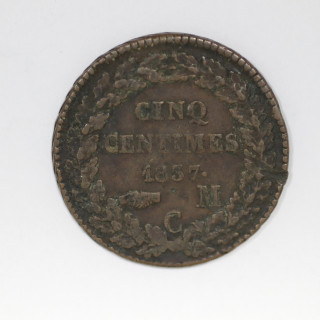 5 Centimes Prince Honore V 1837 Principauté de Monaco