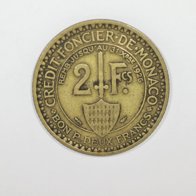 2 Francs 1924 Monaco Emission du Crédit Foncier