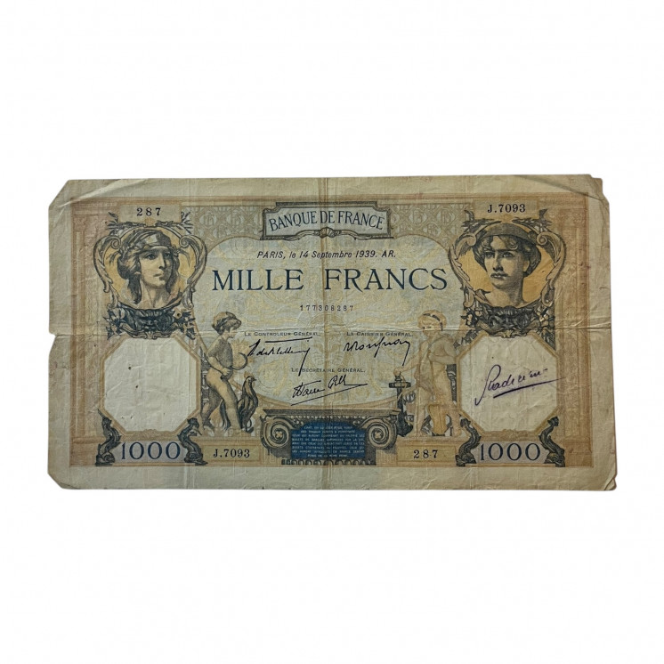 1000 Francs Cérès et Mercure, 1939